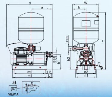 Dimention Automatic Multi stage Pump MITSUBISHI UMCH Series