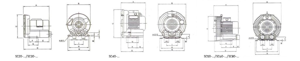 Sanco SC Series Ring Blower Dimensions