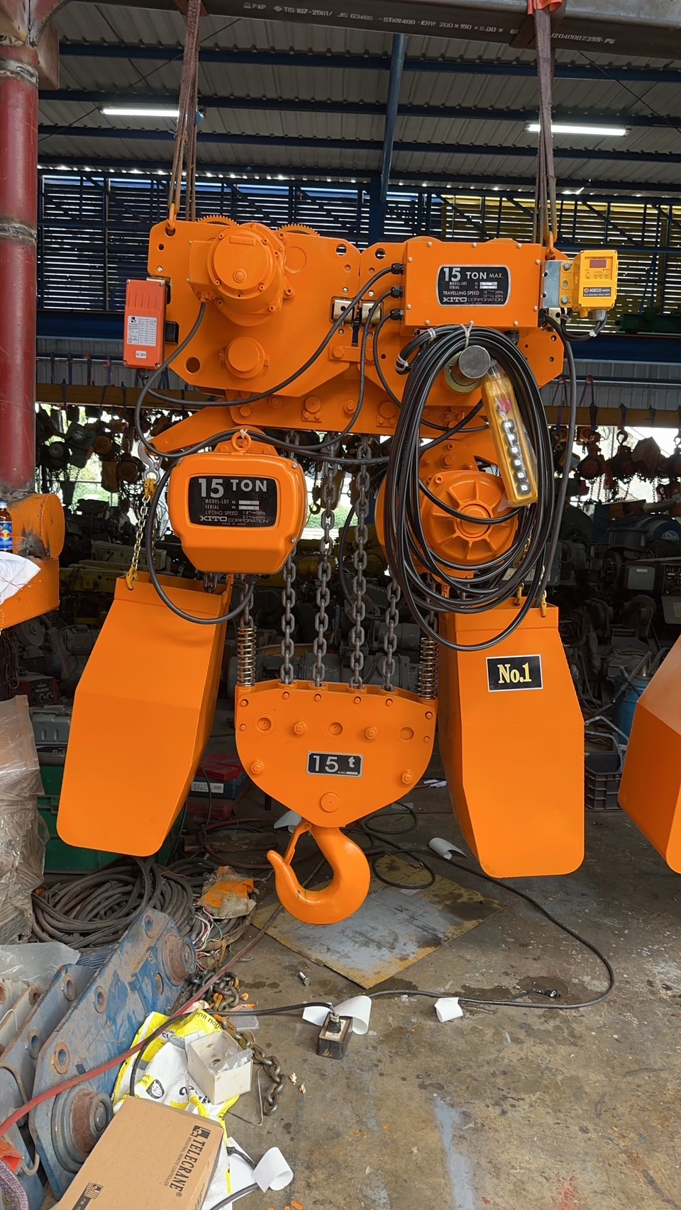 Project to install 4 electric chain hoists 15 units Kito 15 units